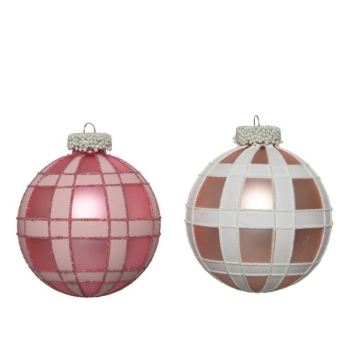 SFERA VETRO A BANDE PINK D 8CM
